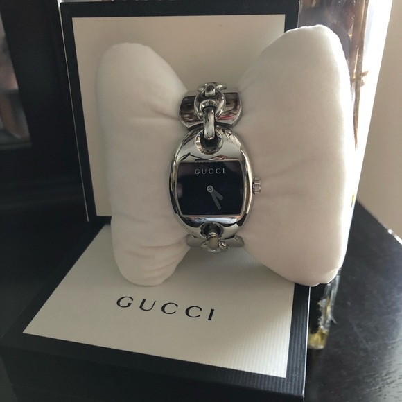 Gucci Maina Chain Black Dial Steel Women's Watch - Picture 4 of 8